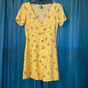 Yellow floral print dress